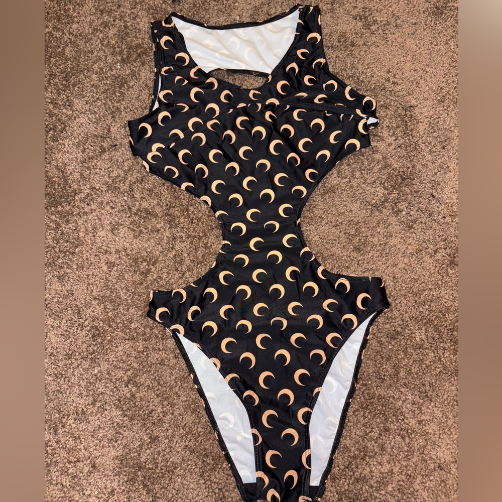 Marine serre all over logo one piece swimsuit